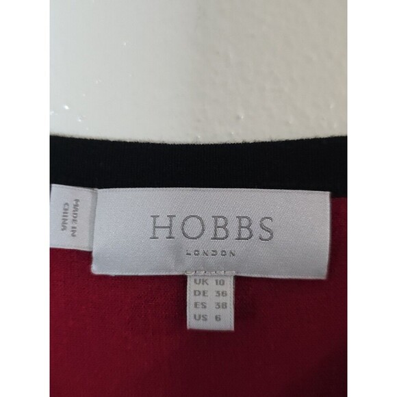 Hobbs Black Red Long Sleeve A Line Knit Dress Womens Size 6 Fit & Flare Jodie - Picture 6 of 10
